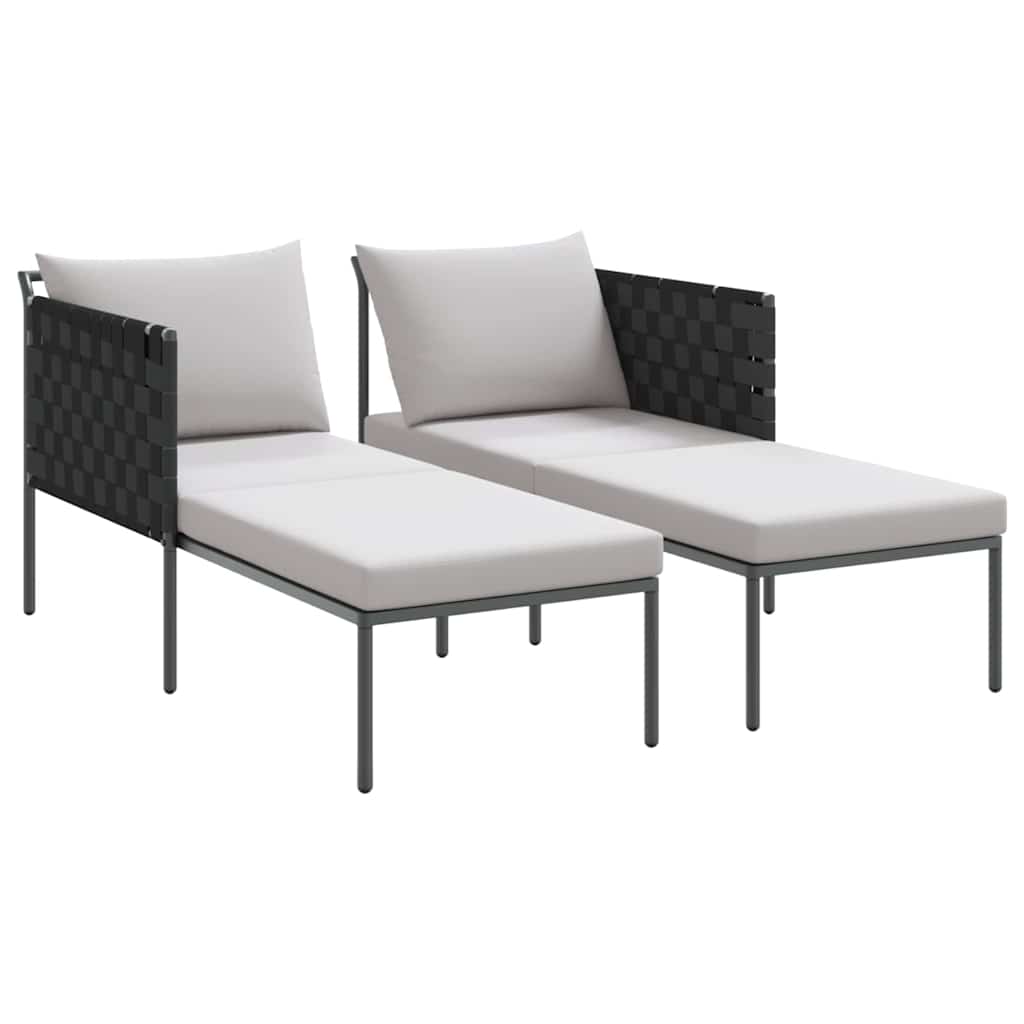 Sunbed with Cushion Anthracite 115 x 153 x 69.5cm Steel